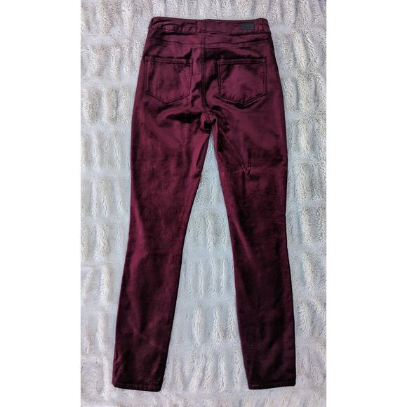 PAIGE "Hoxton Ultra Skinny" Dark Currant Maroon High Rise Velvet Jeans, Size 26 - Picture 12 of 14